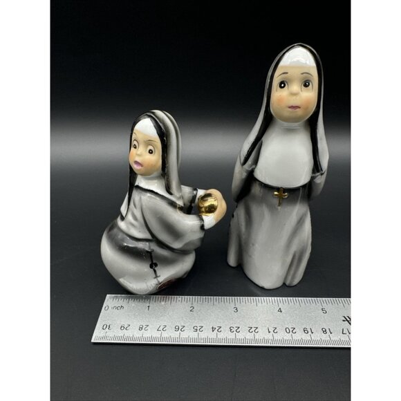 Vintage Signed Geo Z Lefton Baseball Nuns K1428 Ceramic Japan 1950s Figurine Set - Picture 4 of 14